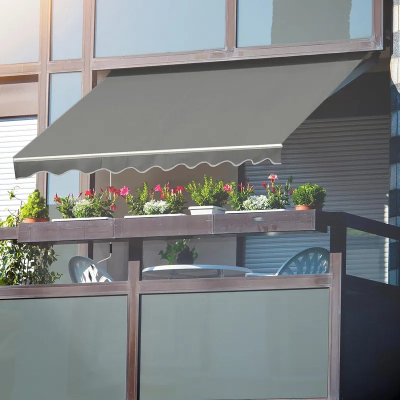 MUPATER 12’x10′ Retractable Patio Awning Sun Shade Cover