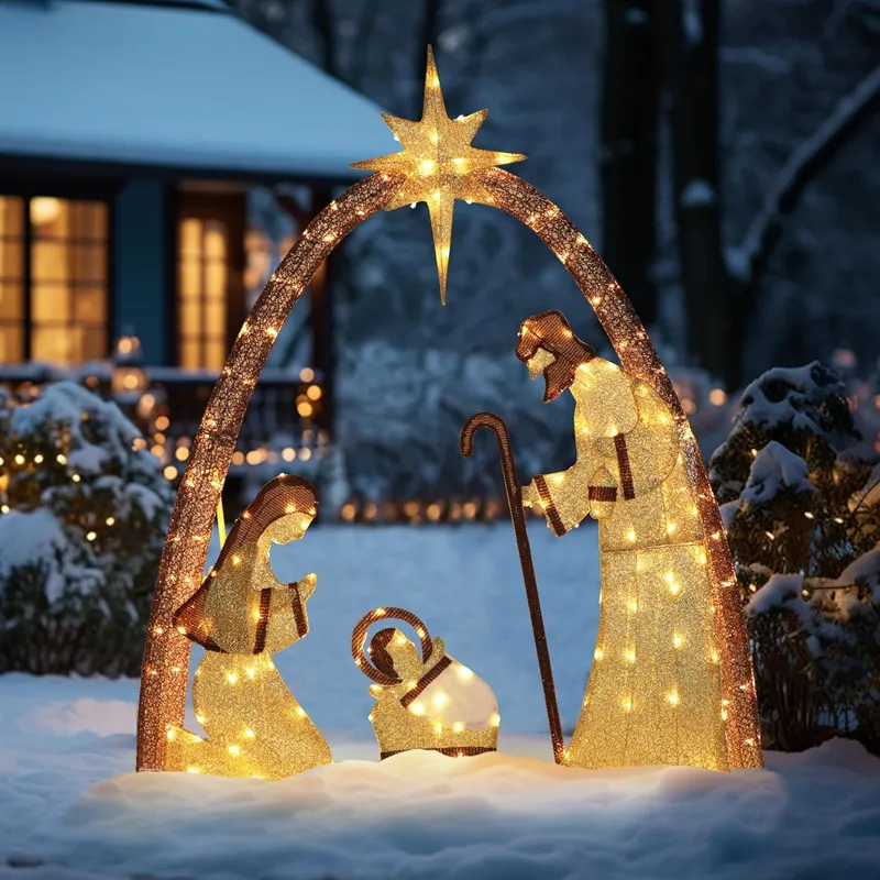 MUPATER Lighted Outdoor Christmas Decoration Nativity Scene