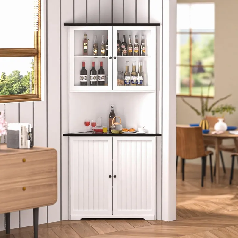 MUPATER Tall Corner Cabinet with Doors and Shelves